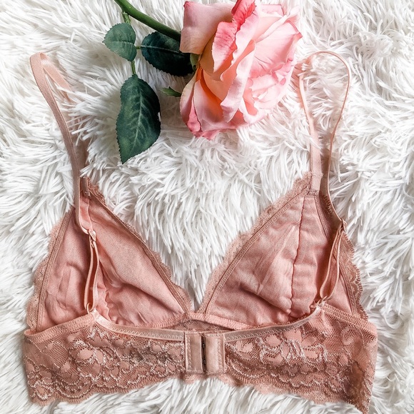 Blush Lace Mesh Lined Triangle Bralette - Picture 4 of 12